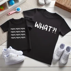 Mum,Mum,Mum, What?! Matching Black T-Shirts baby bump outfits discount