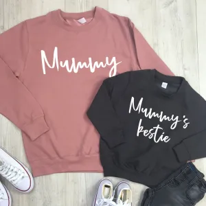 Mummy & Mummy's Bestie Chelsea Script Matching Sweatshirts (MRK X) discount mum dresses