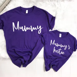 Mummy & Mummy's Bestie Chelsea Script Purple T-Shirts nursing tops best deals