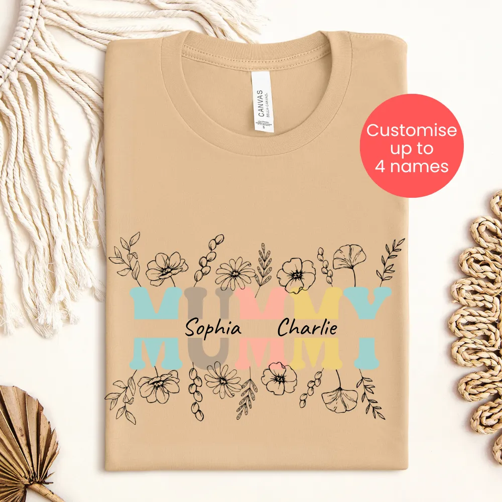 Mummy Wildflower Personalised T-Shirt
