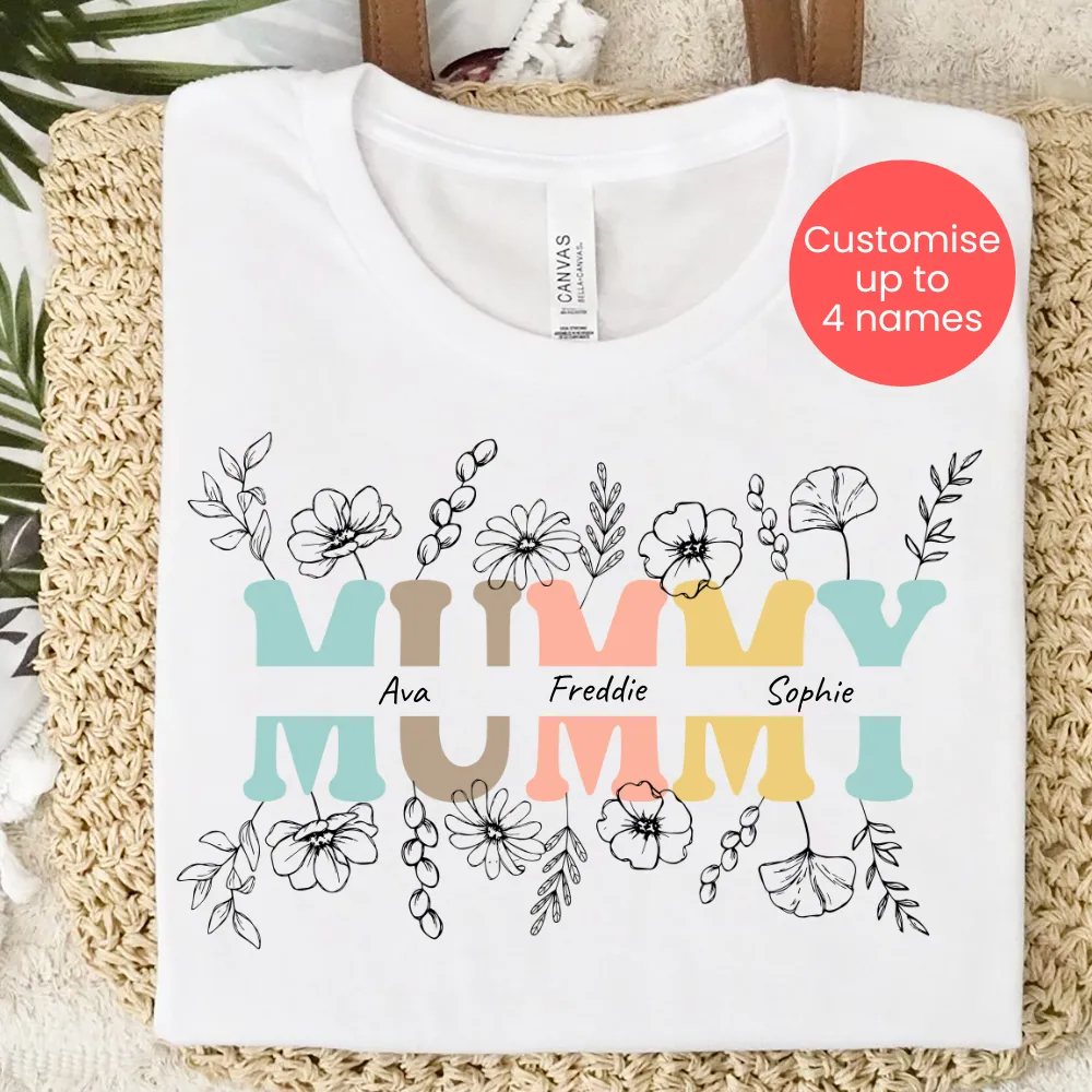 Mummy Wildflower Personalised T-Shirt