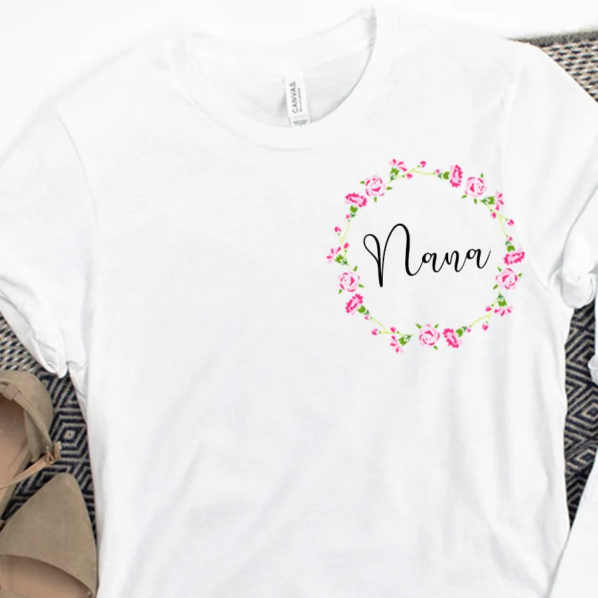 Nana & Nana's Bestie Floral Ring White T-Shirts
