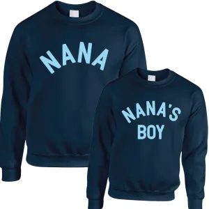 Nana & Nana's Boy Classic Navy/Sky Sweatshirts Grandparent Clothing - senior fashion cheap