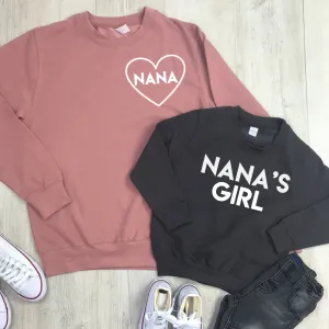 Nana & Nana's Girl Matching Sweaters (MRK X) Grandparent Clothing - senior fashion cheap