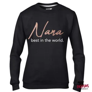 Nana Best In World Black/Rose Sweater (MRK X) Grandparent Clothing - senior fashion cheap