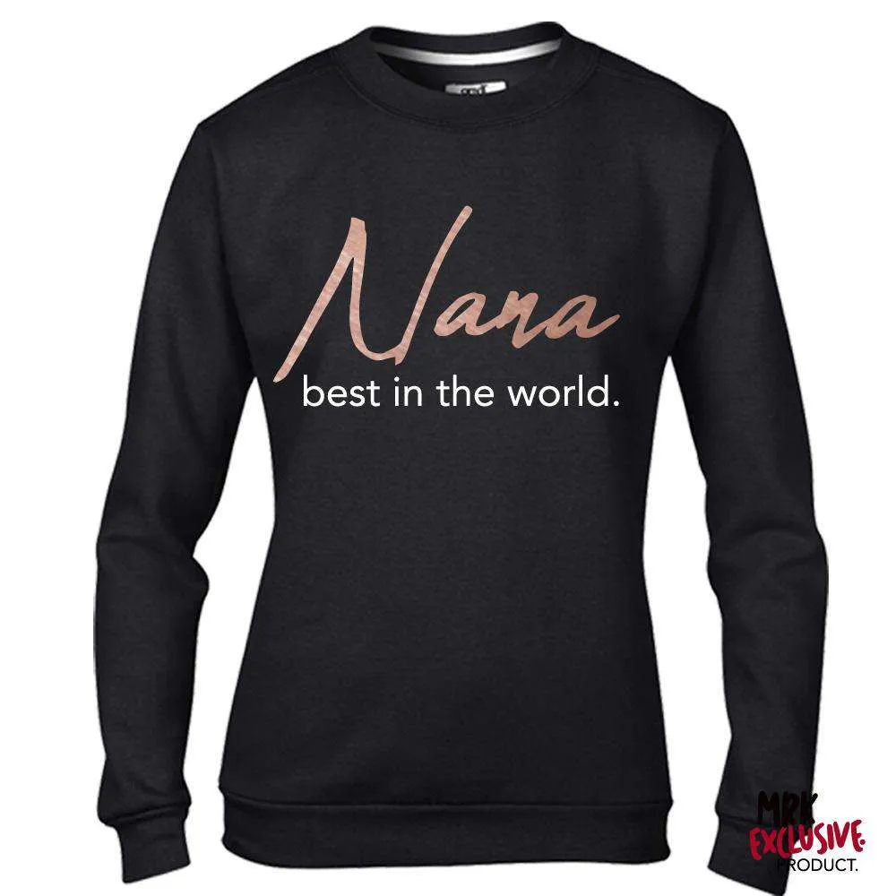 Nana Best In World Black/Rose Sweater (MRK X) Grandparent Clothing - senior fashion cheap