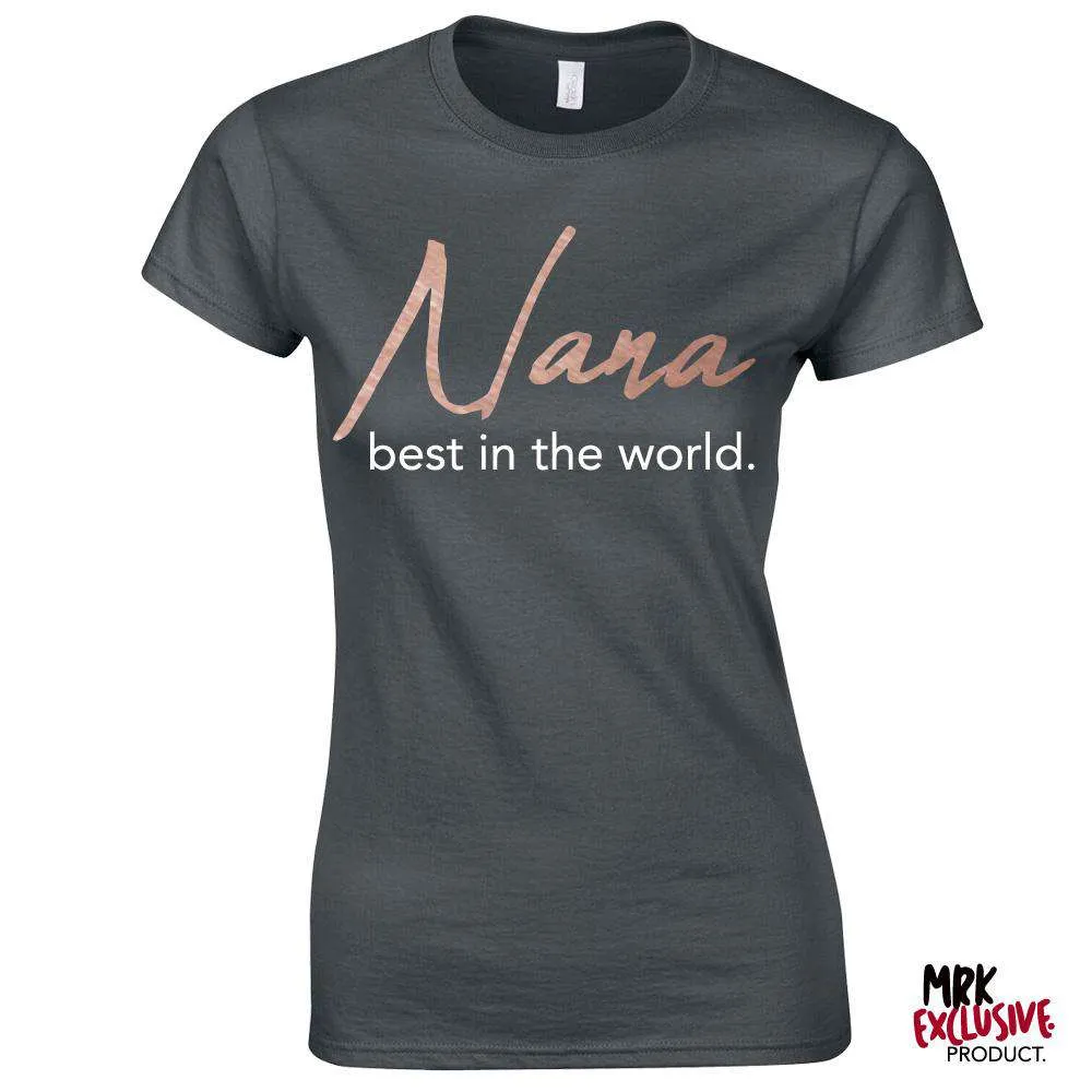 Nana Best In World Steel Grey/Rose Tee (MRK X) grandma outfits sale