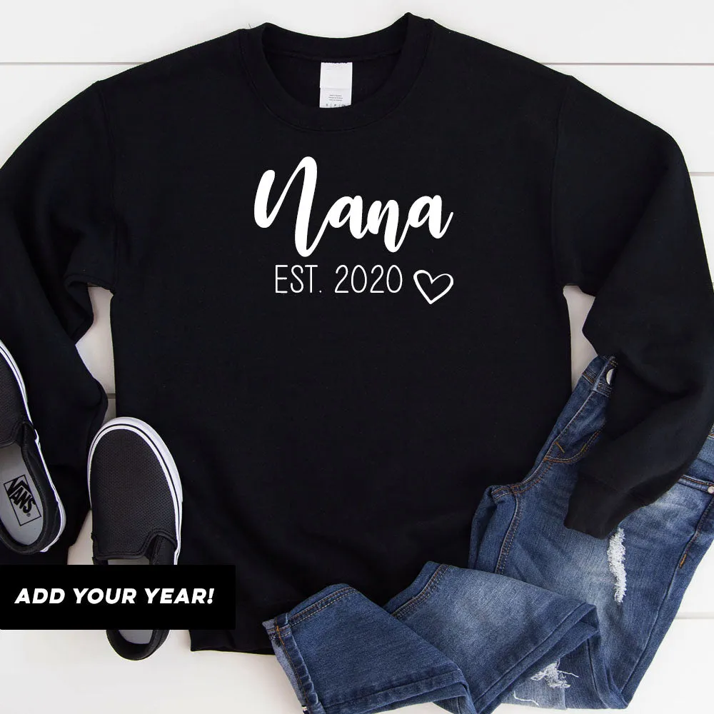 Nana Established Bella Script Personalised Sweatshirt (MRK X) grandma outfits sale