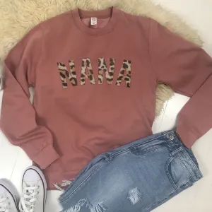 Nana Leopard Sweatshirt 00 (MRK X) Grandparent Clothing - senior fashion cheap