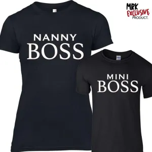 Nanny & Mini Boss Black Matching Tees (MRK X) Grandparent Clothing - senior fashion cheap