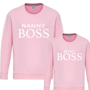 Nanny & Mini Boss Matching Sweatshirts (MRK X) Grandparent Clothing - senior fashion cheap