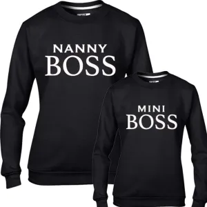 Nanny & Mini Boss Matching Sweatshirts (MRK X) Grandparent Clothing - senior fashion cheap