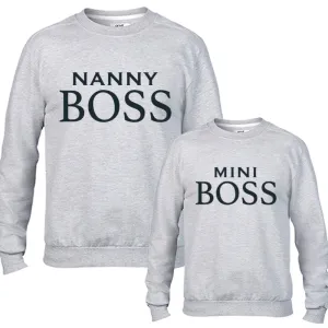 Nanny & Mini Boss Matching Sweatshirts (MRK X) Grandparent Clothing - senior fashion cheap