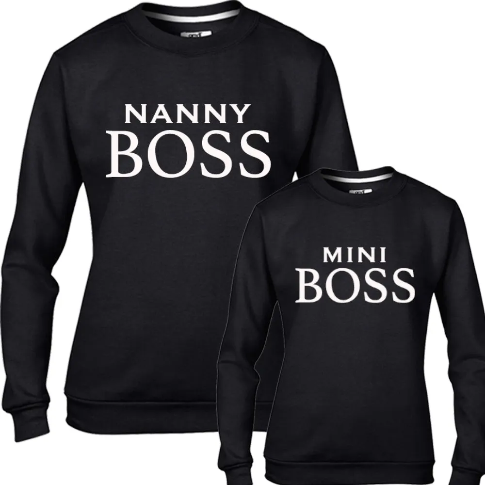 Nanny & Mini Boss Matching Sweatshirts (MRK X) Grandparent Clothing - senior fashion cheap