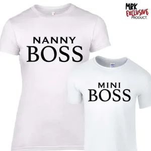 Nanny & Mini Boss White Matching Tees (MRK X) Grandparent Clothing - senior fashion cheap