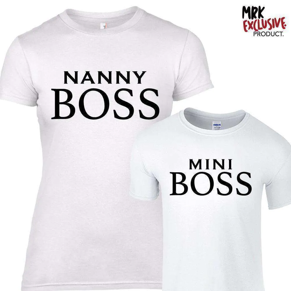 Nanny & Mini Boss White Matching Tees (MRK X) Grandparent Clothing - senior fashion cheap
