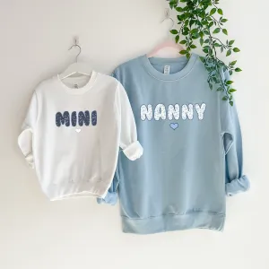 Nanny & Mini Ditsy Floral Matching Sweatshirts Grandparent Clothing - senior fashion cheap