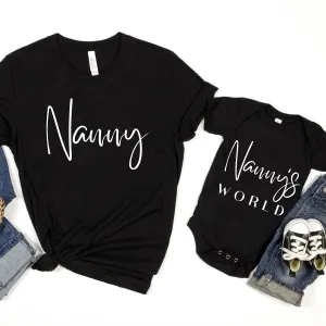 Nanny & Nanny's World Wave T-Shirt & Bodysuits Grandparent Clothing - senior fashion cheap