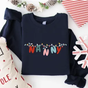 Nanny Christmas Lights Women's Sweatshirt Grandparent Clothing - grandma outfits sale
