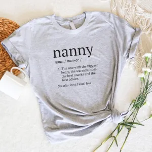 Nanny Definition T-Shirt Grandparent Clothing - senior fashion cheap