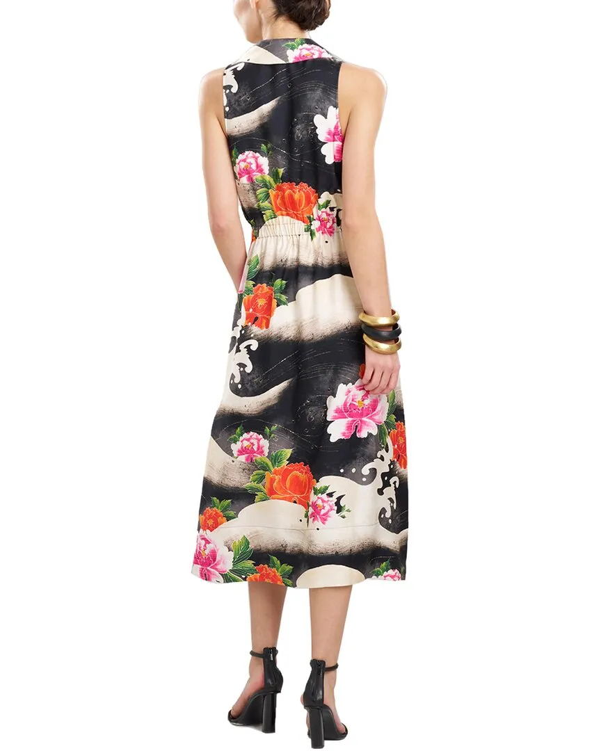 Natori Halter Silk-Blend Shirtdress