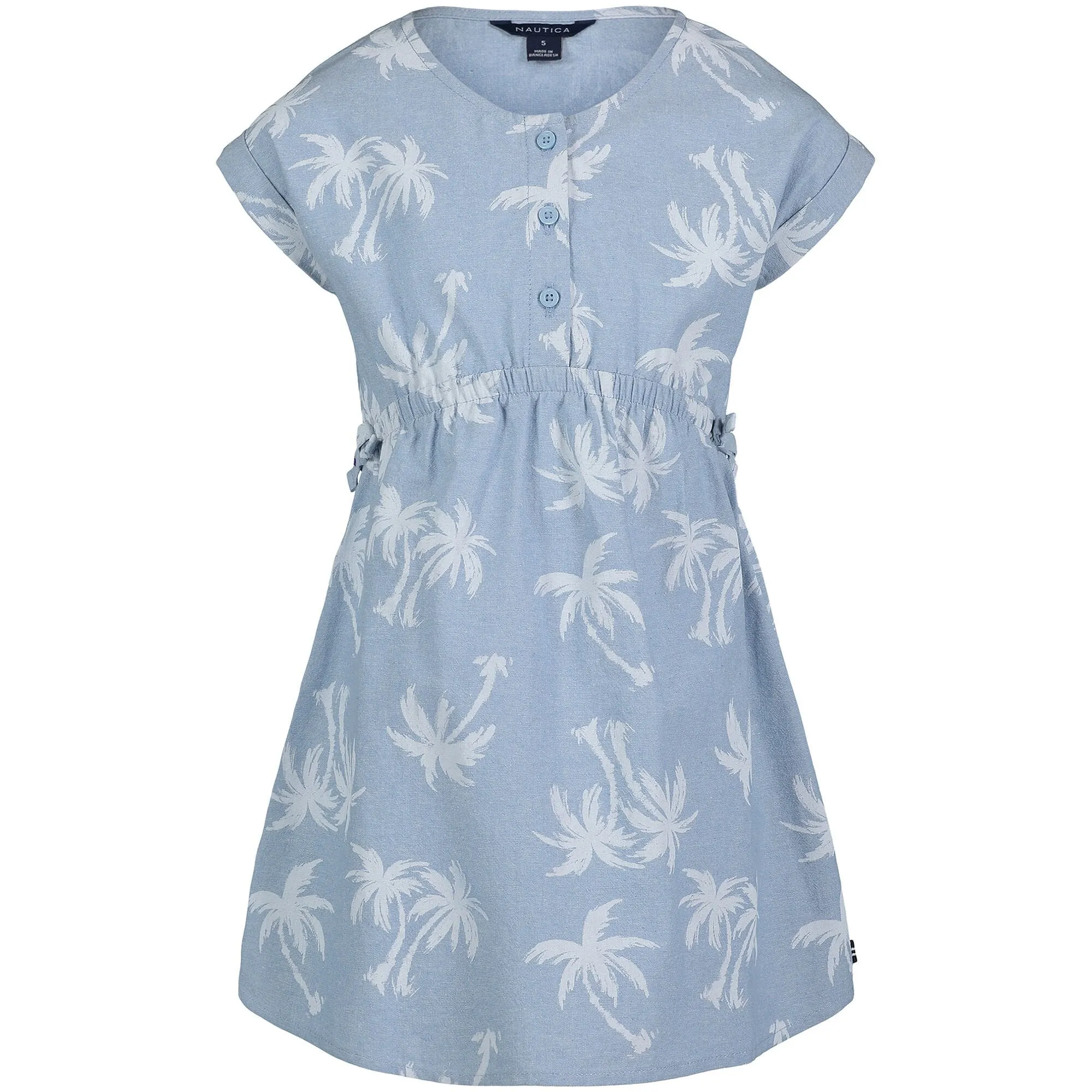 Nautica Kleines Mädchen Palmenmuster Chambray-Kleid (4-6X) Nachtblau Meliert Nautica