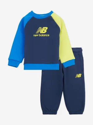 New Balance Baby Boys Brush Back Raglan Trainingsanzug in Marineblau