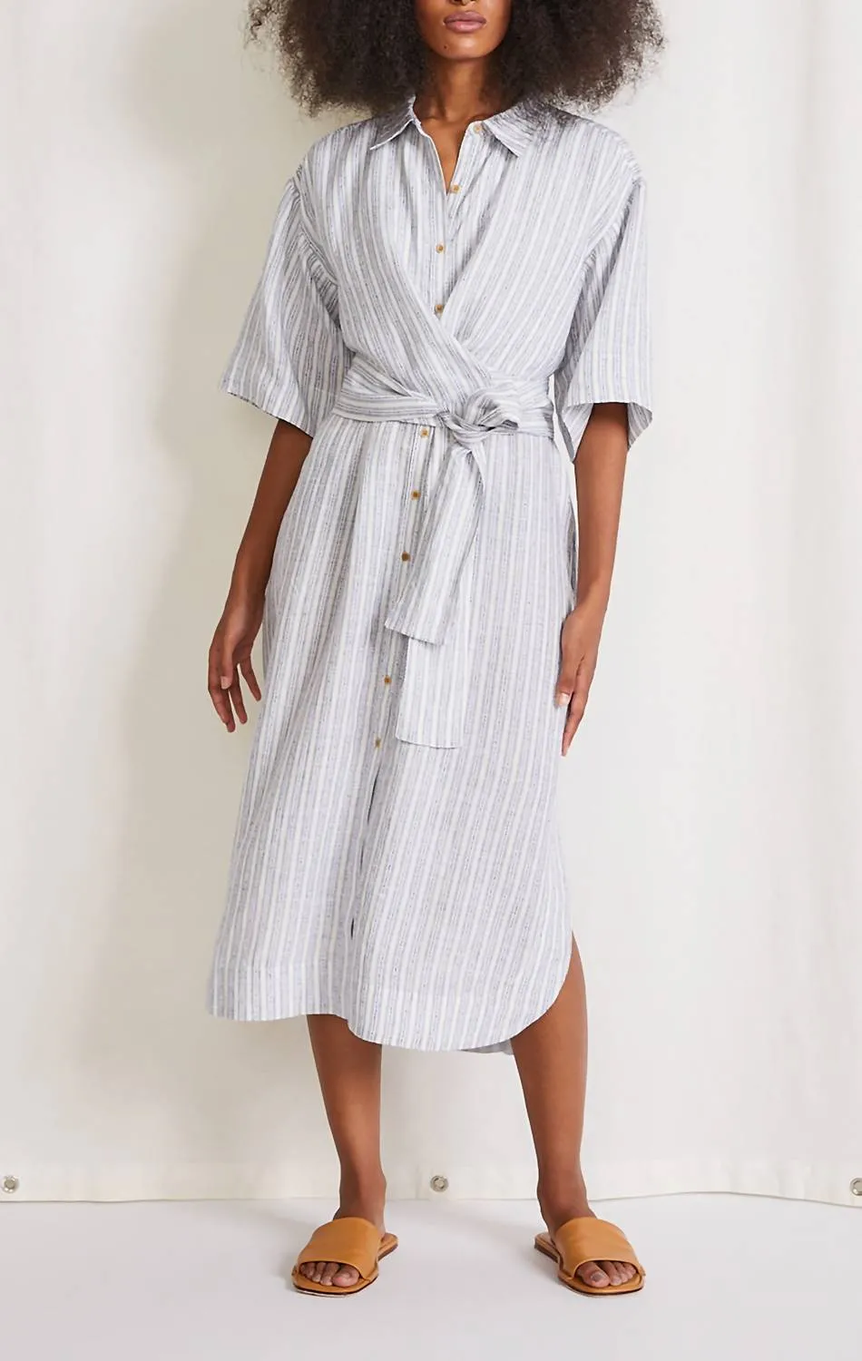 Nicoya Wrap Dress In Textured Stripe (Txstp)