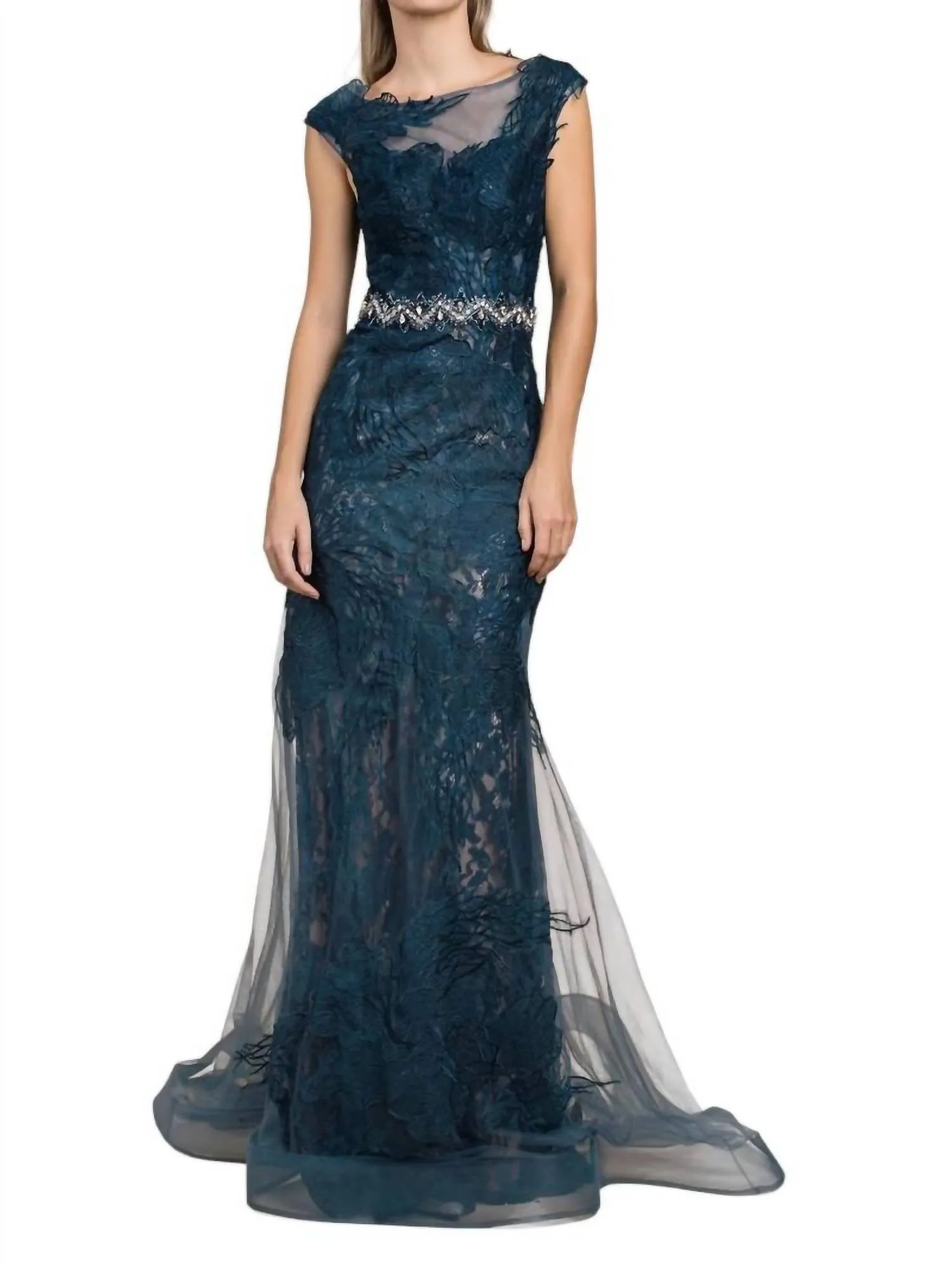 Novelty Theodora Lace Gown In Teal