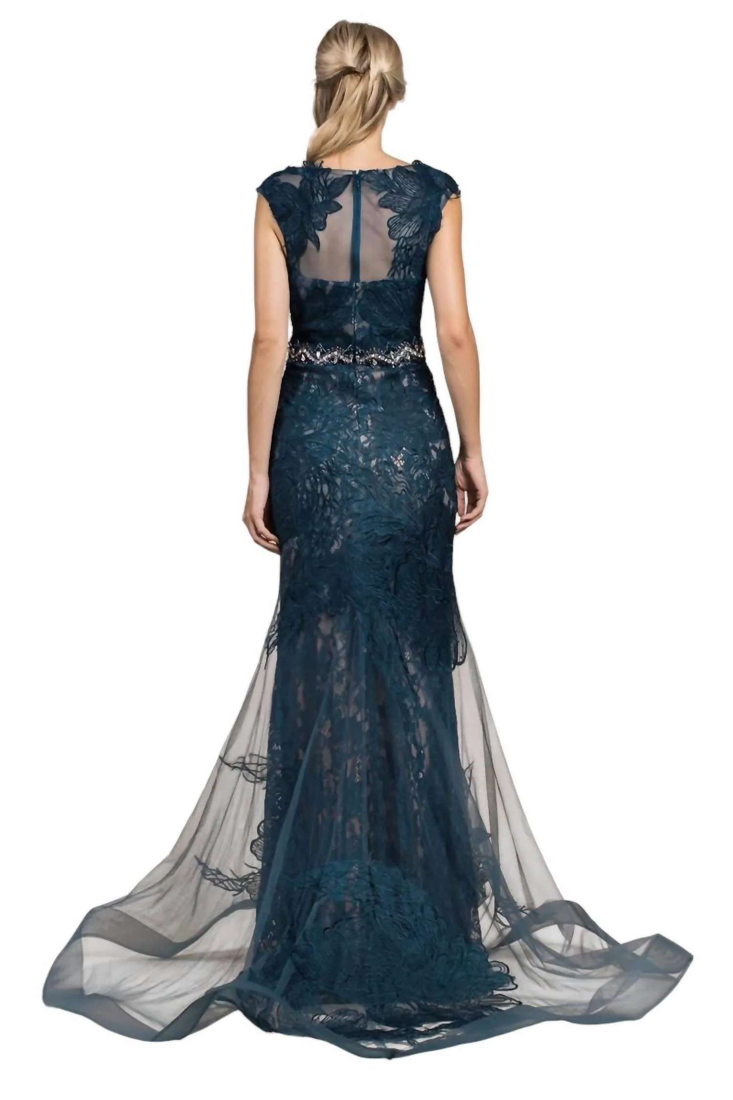 Novelty Theodora Lace Gown In Teal