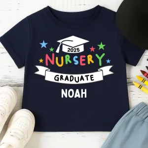 Nursery Graduate 2025 Personalised Crayon Tee boys apparel promo code