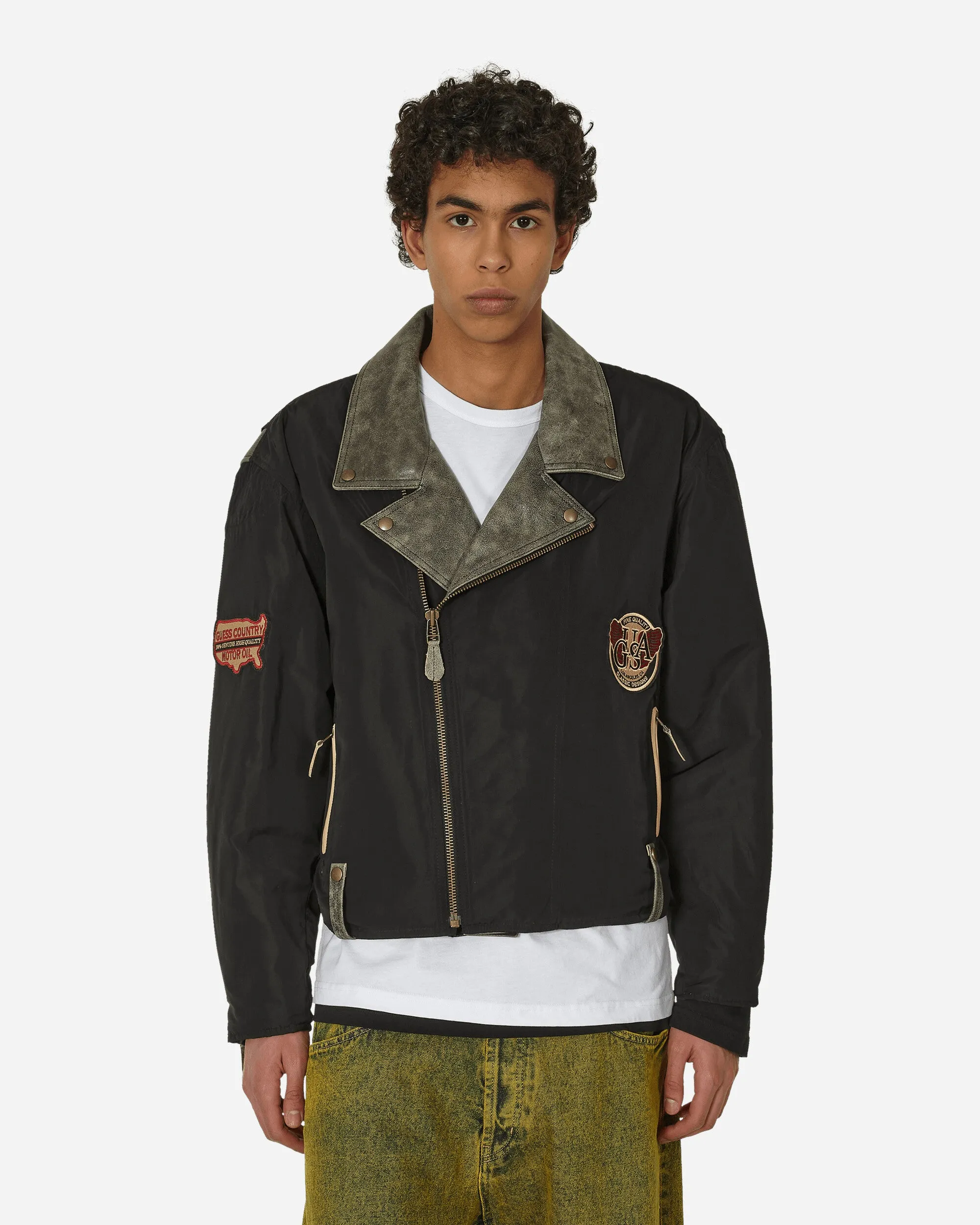 Nylon-Motorradjacke Tiefschwarz