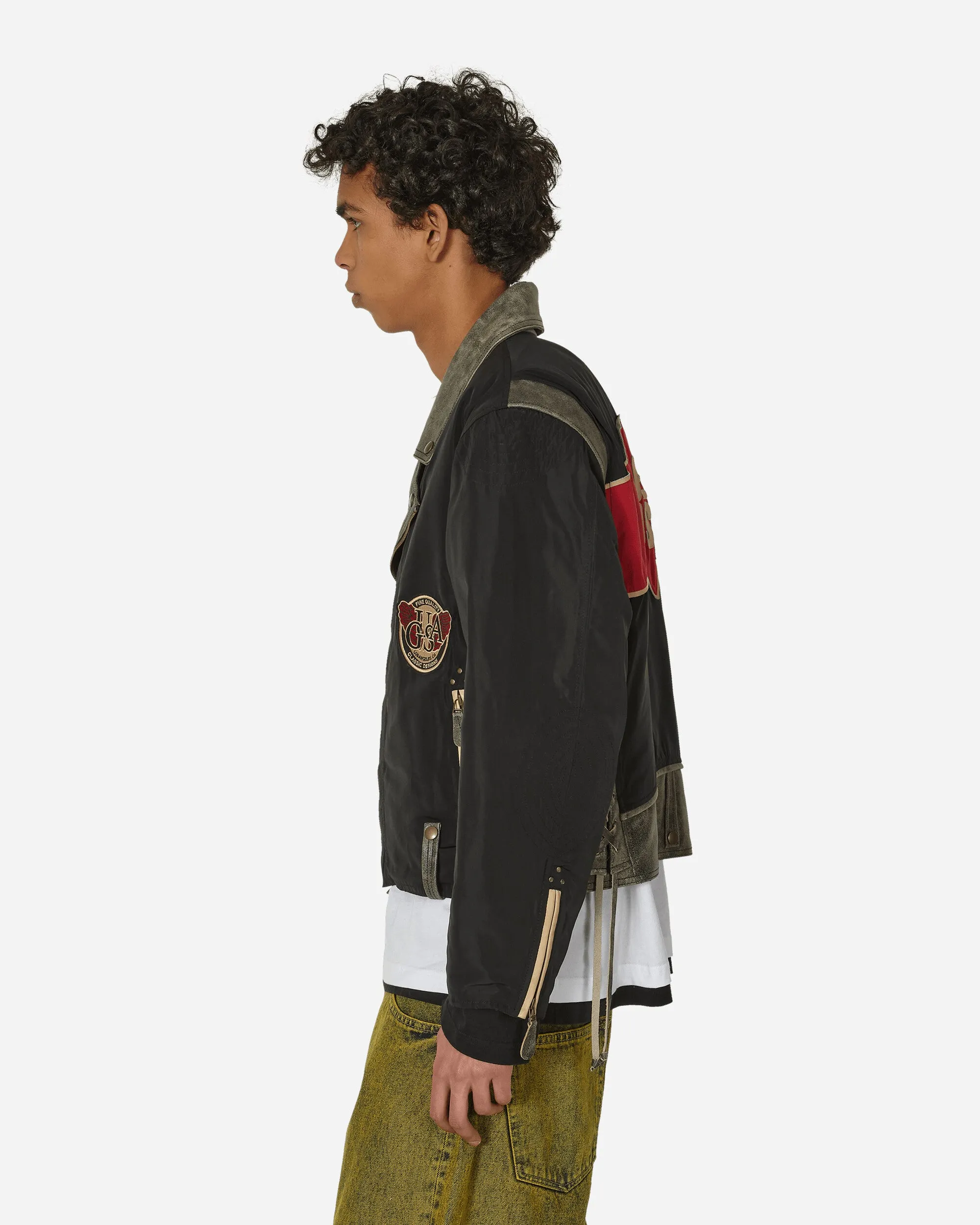 Nylon-Motorradjacke Tiefschwarz