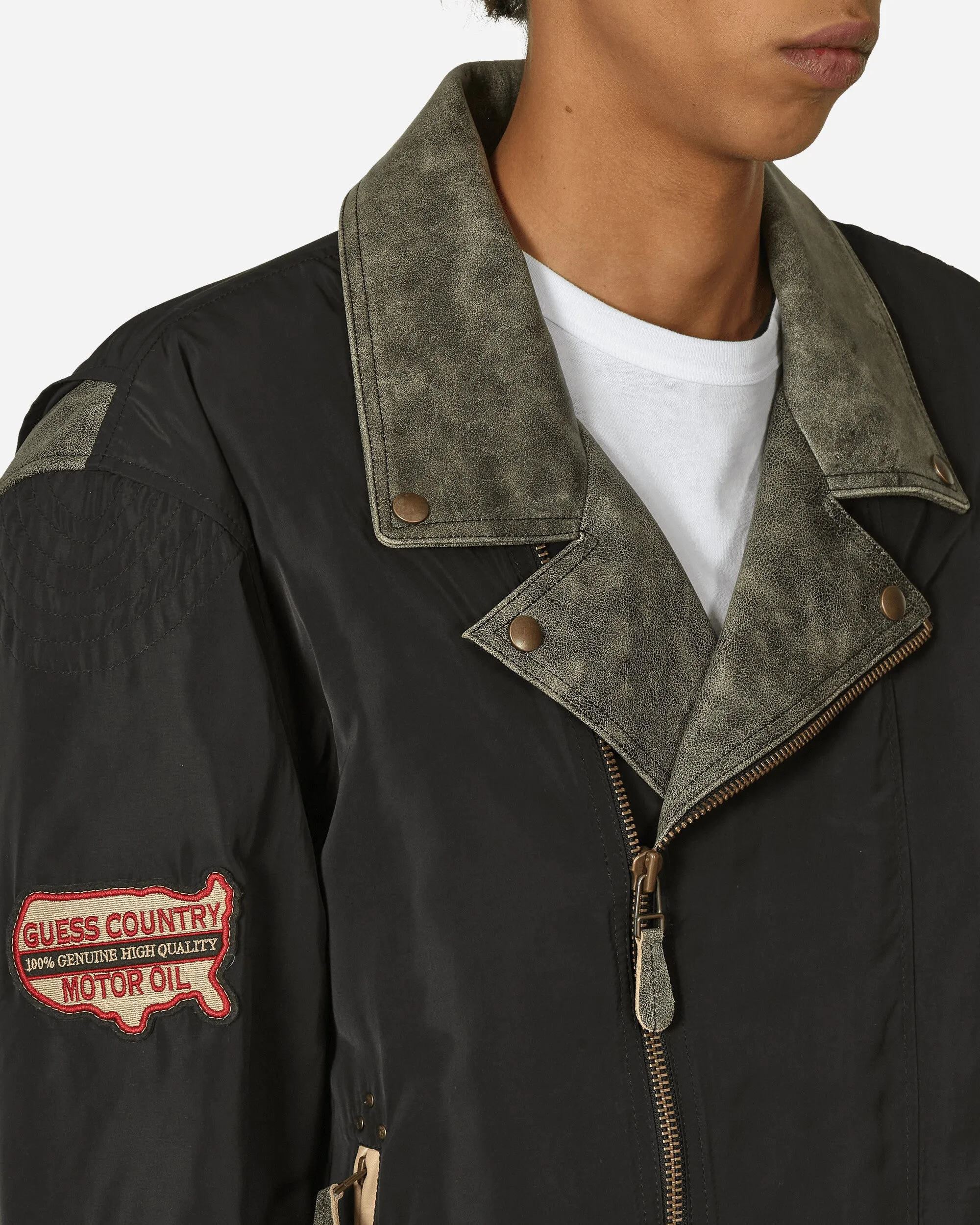 Nylon-Motorradjacke Tiefschwarz