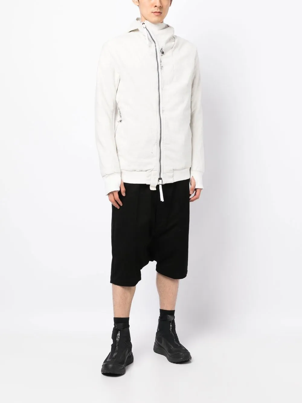 Off-Centre Zip-Up Hooded Jacket