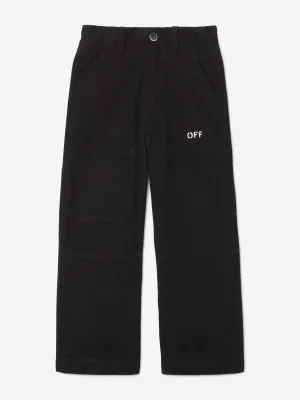 Off-White Boys Off Stamp Klare Arbeiterhose in Schwarz