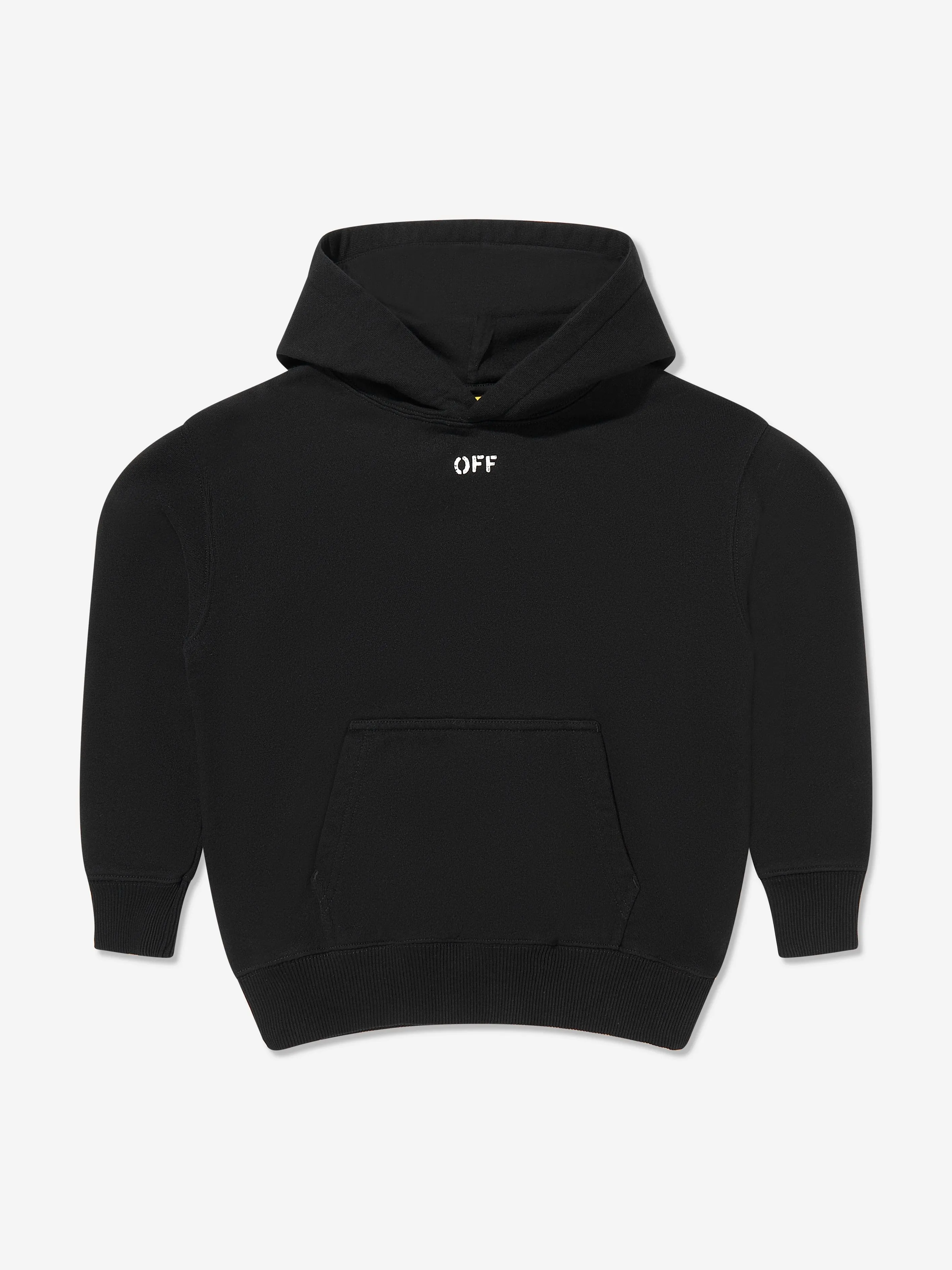 Off-White Kids Off Stamp Plain Hoodie in Schwarz