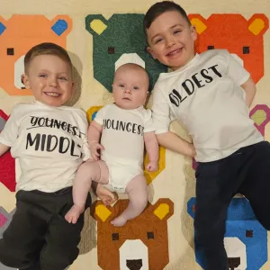 Oldest/Youngest/Middle Sibling Announcement White T-Shirts/Bodysuit discount mum dresses