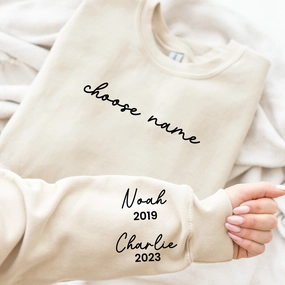 On My Sleeve Choose Your Name Personalised Sweatshirt Grandparent Clothing - grandma outfits sale