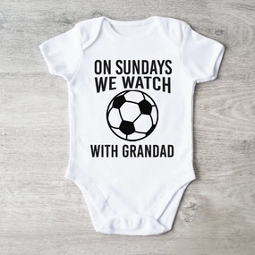 On Sundays We Watch Football With Grandad White Baby Vest Grandparent Clothing - grandma outfits sale