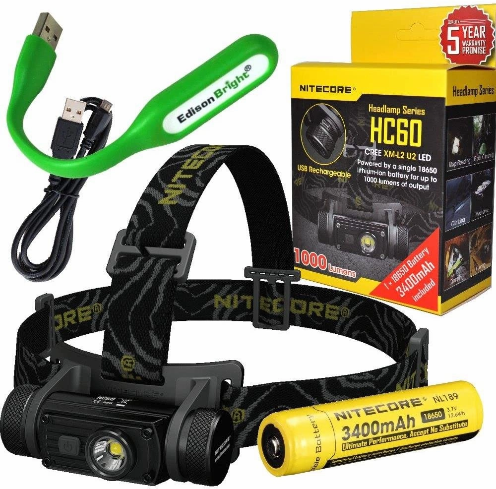 Welcome to purchase our Order Nitecore HC60 1000 Lumens CREE XM-L2 U2 LED dual-form compact headlamp bundled with NL189 rechargeable Li-ion battery and EdisonBright USB powered LED reading light For Cheap,Official Site online store, welcome to place orders