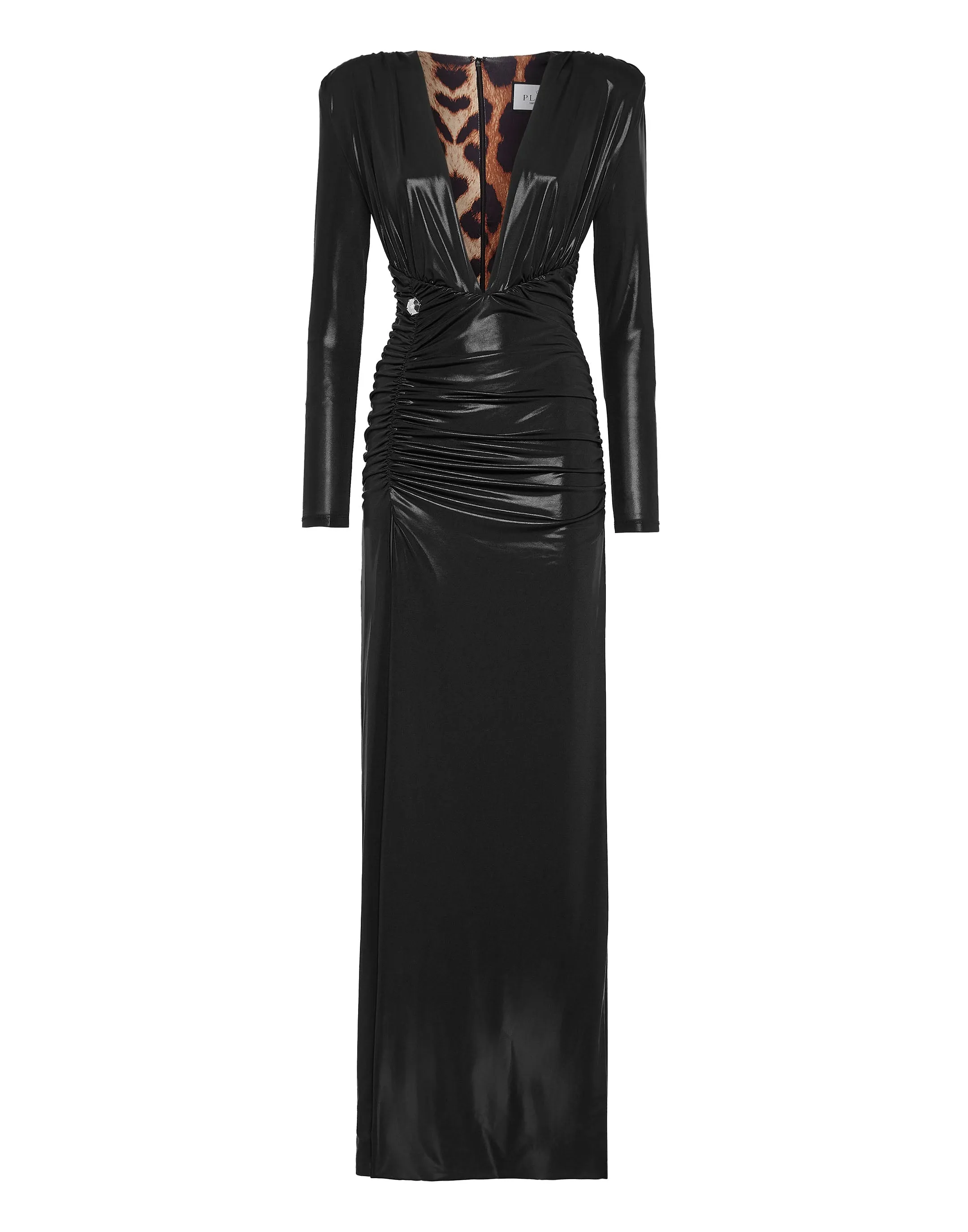 Padded Shoulder V-neck S Long Dress LS