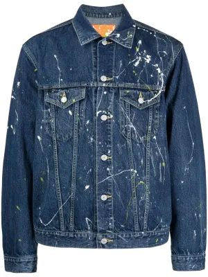 Paint-Splatter Denim Jacket winter jackets clearance