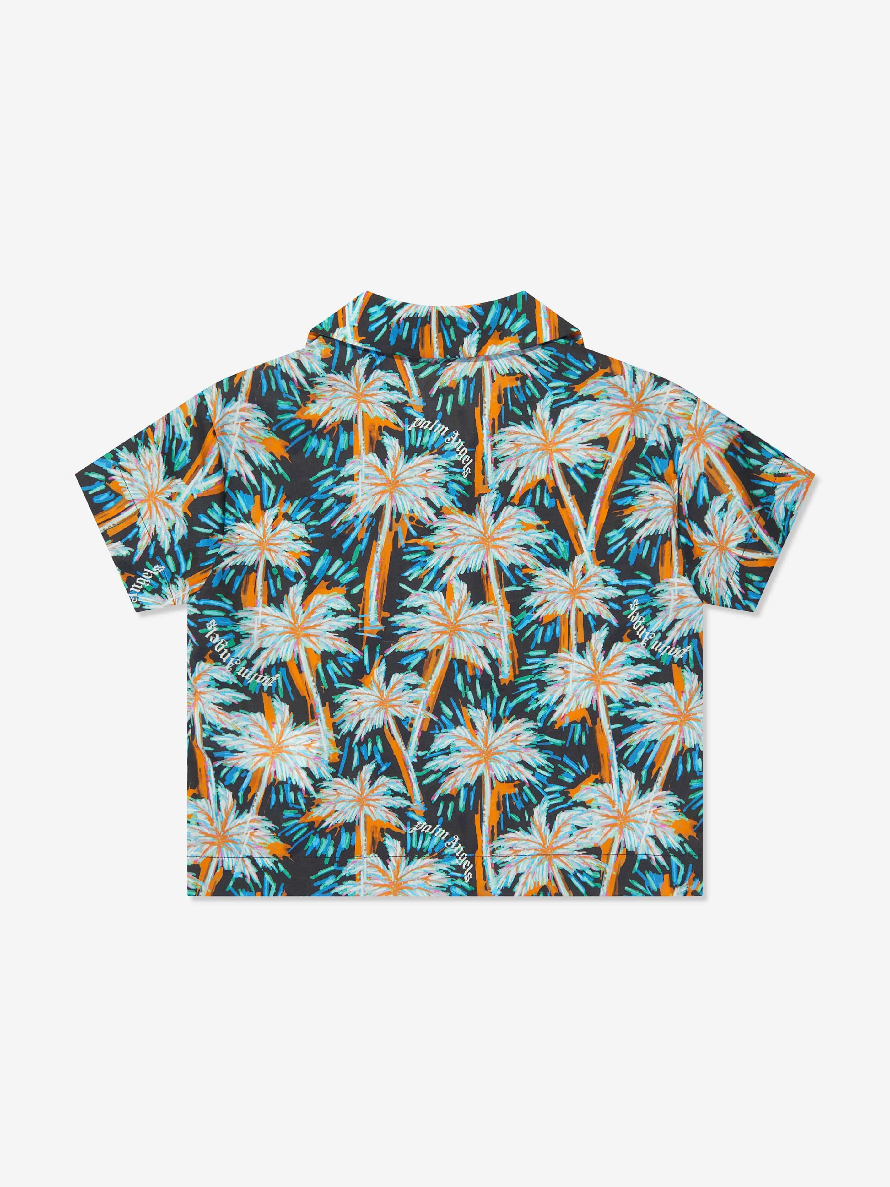 Palm Angels Jungen AOP PA Palms Bowlinghemd in Schwarz