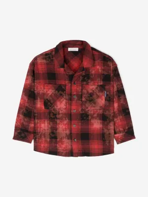 Palm Angels Jungen Bleich-Flanell-Überhemd in Rot
