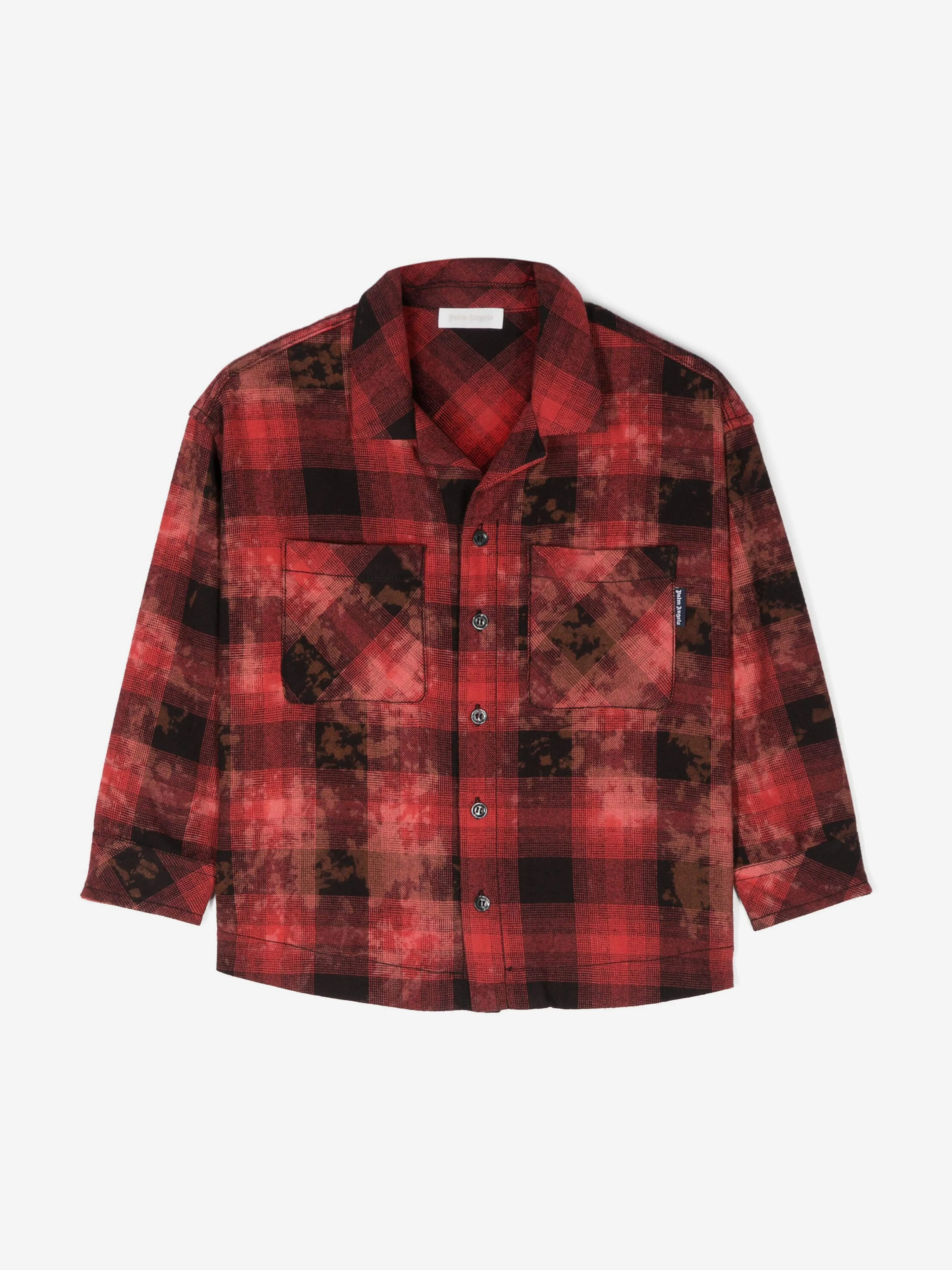 Palm Angels Jungen Bleich-Flanell-Überhemd in Rot