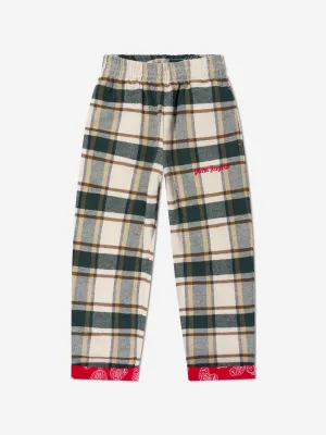 Palm Angels Jungen Karo-Bären Paisley Hose in Grün