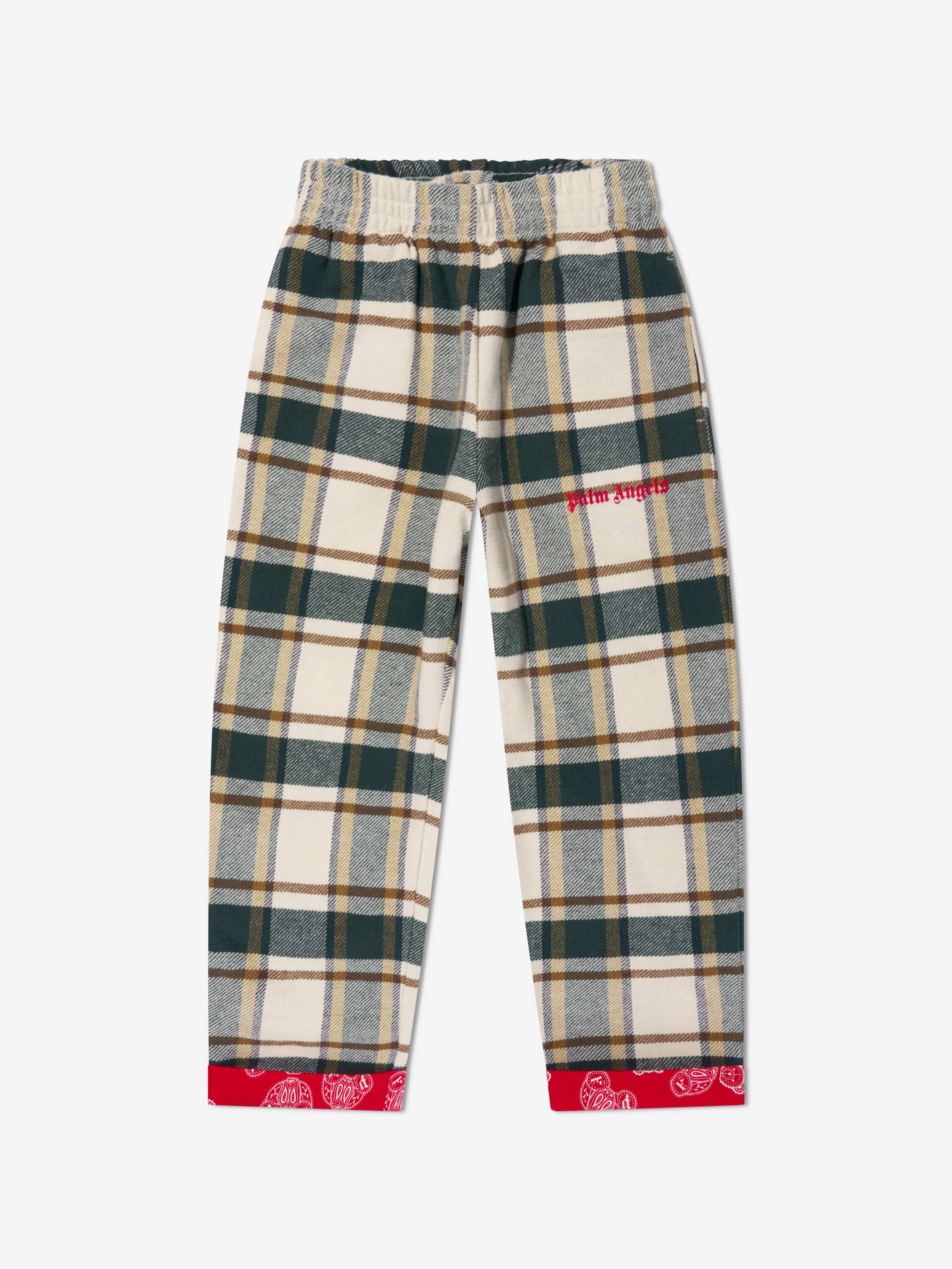 Palm Angels Jungen Karo-Bären Paisley Hose in Grün