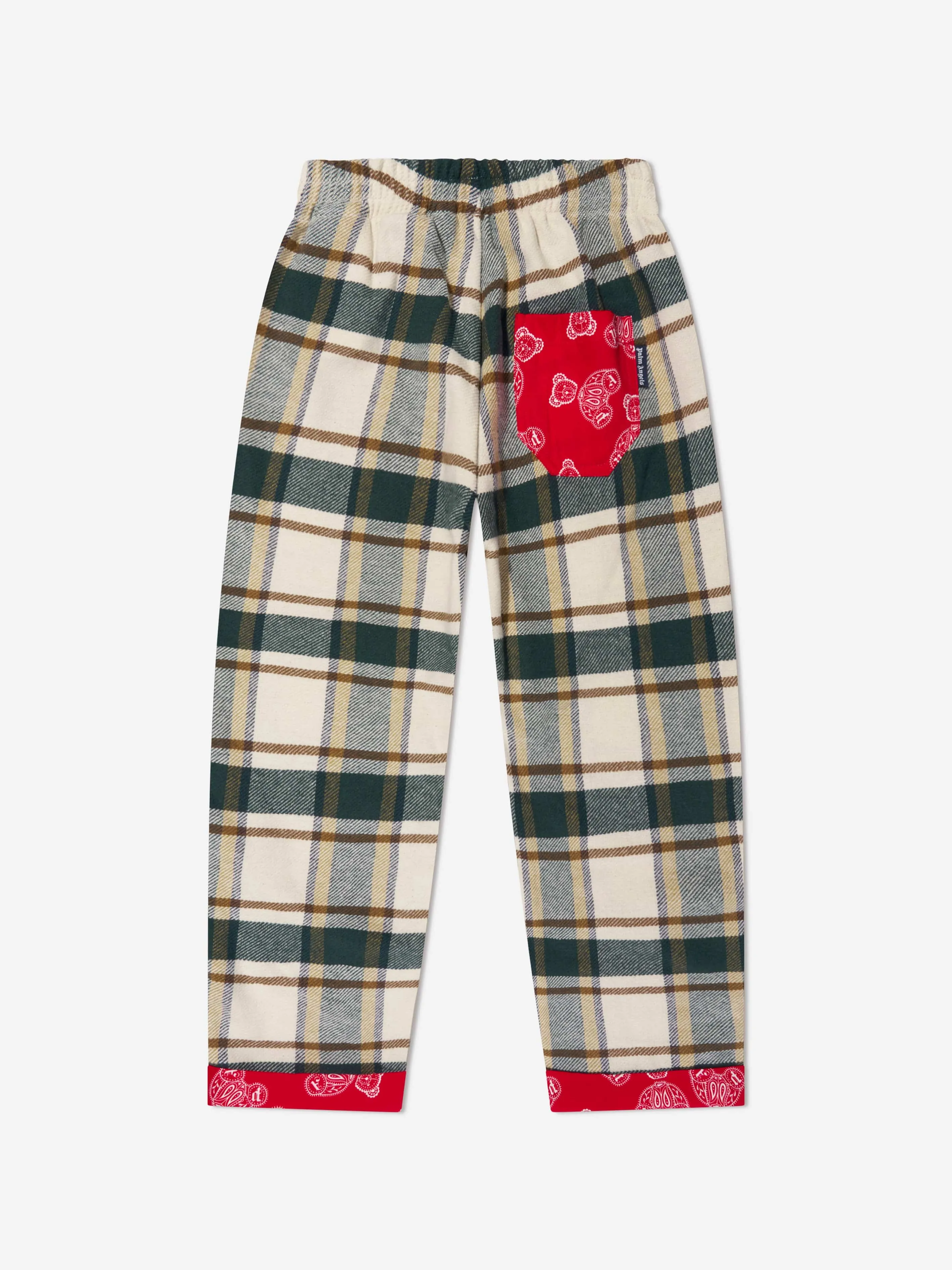 Palm Angels Jungen Karo-Bären Paisley Hose in Grün
