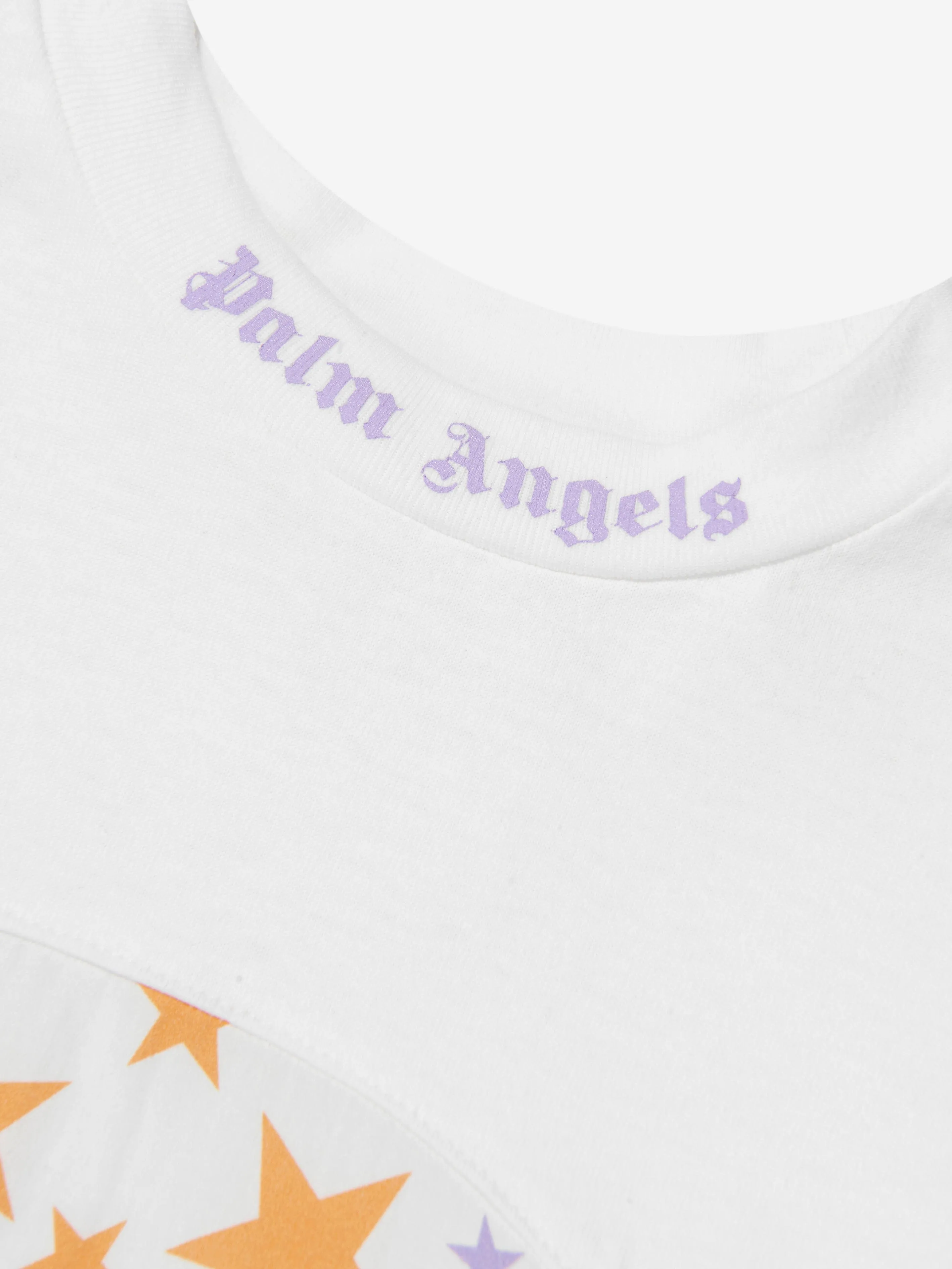 Palm Angels Mädchen AOP PA Sterne T-Shirt-Kleid in Weiß